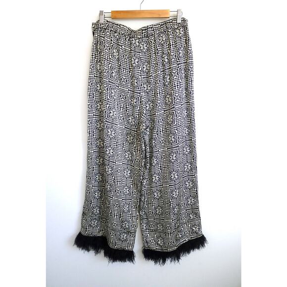 BEATRICE .B ITALY Wide Leg Ostrich Feather Trim Pull On Pant XL 10 YOOX $338 - Picture 6 of 9
